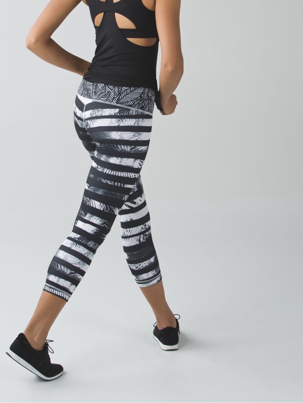 Lululemon Black and White Striped Leggings